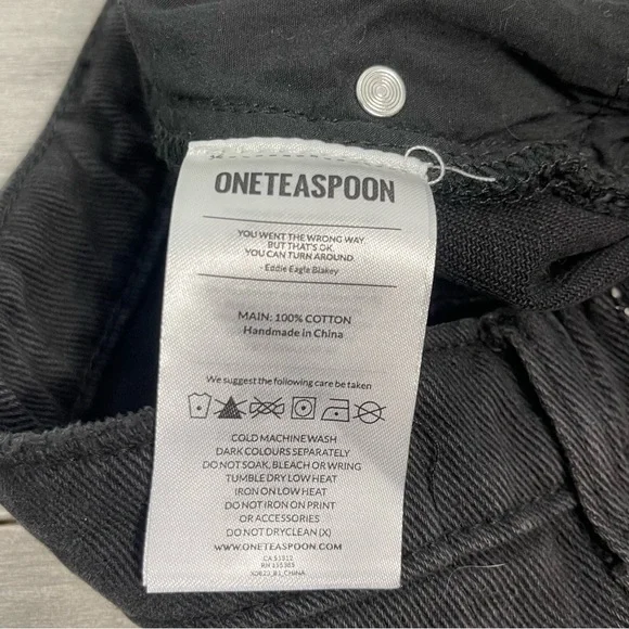 ONE TEASPOON TRUCKERS MID WAIST RELAXED DENIM JEAN SHORTS IN PURE BLACK SIZE 27 - Picture 11 of 16